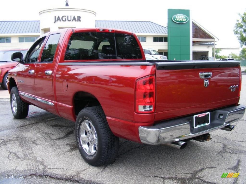 2006 Ram 1500 Laramie Quad Cab 4x4 - Inferno Red Crystal Pearl / Medium Slate Gray photo #3