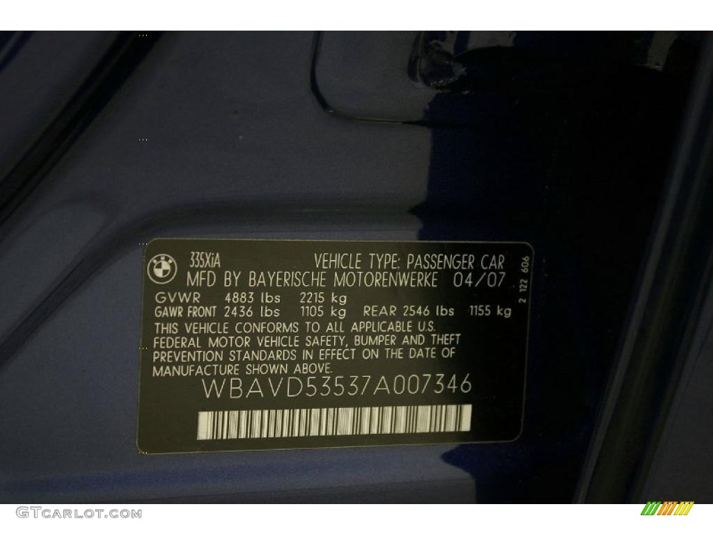 2007 3 Series 335xi Sedan - Montego Blue Metallic / Black Dakota Leather photo #27