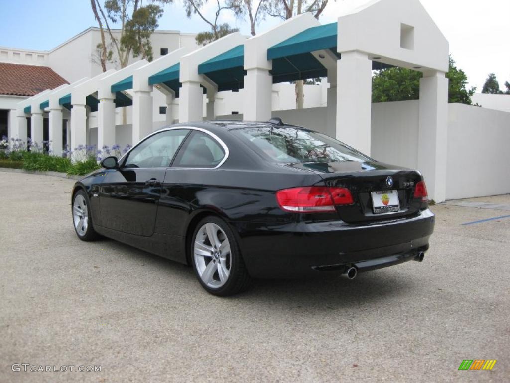 2007 3 Series 335i Coupe - Jet Black / Coral Red/Black photo #3