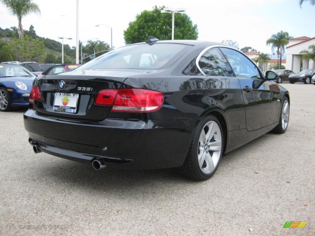 2007 3 Series 335i Coupe - Jet Black / Coral Red/Black photo #5