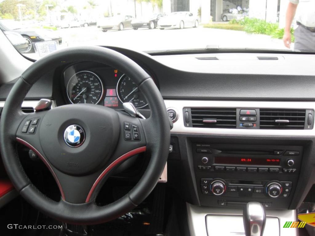 2007 3 Series 335i Coupe - Jet Black / Coral Red/Black photo #12