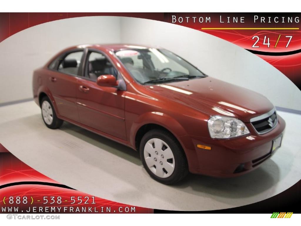 2007 Forenza Sedan - Fusion Red Metallic / Grey photo #1