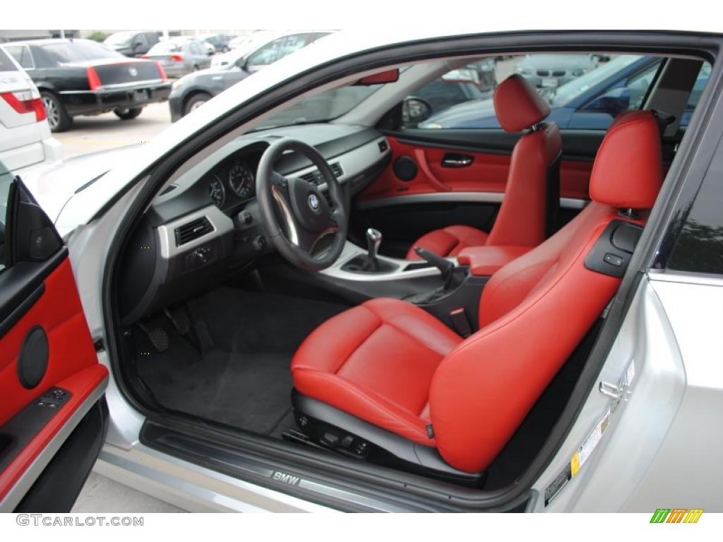 2007 3 Series 335i Coupe - Titanium Silver Metallic / Coral Red/Black photo #2