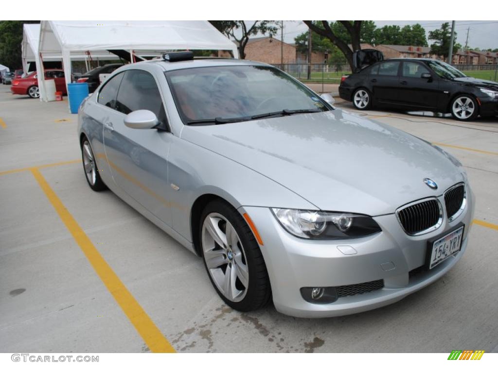 2007 3 Series 335i Coupe - Titanium Silver Metallic / Coral Red/Black photo #5