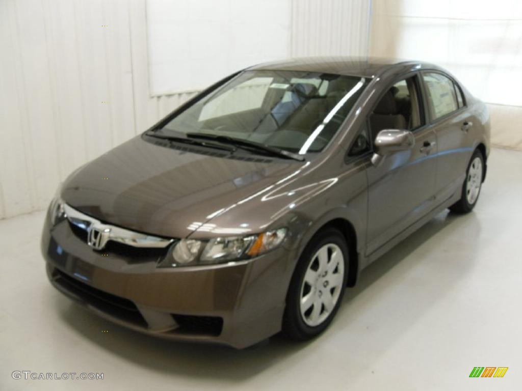 2010 Civic LX Sedan - Urban Titanium Metallic / Beige photo #1