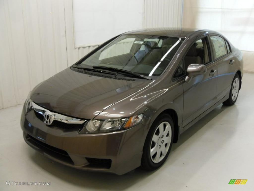 2010 Civic LX Sedan - Urban Titanium Metallic / Beige photo #2