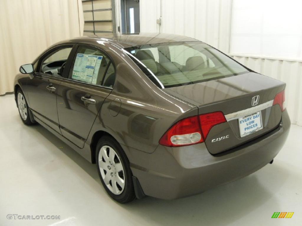 2010 Civic LX Sedan - Urban Titanium Metallic / Beige photo #3