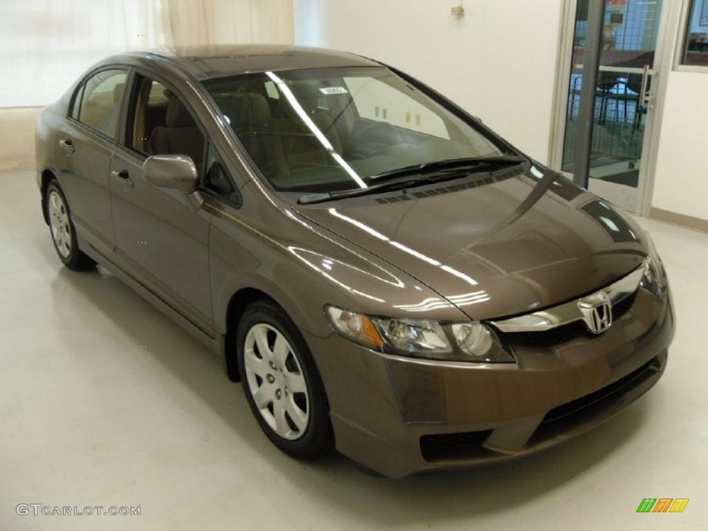 2010 Civic LX Sedan - Urban Titanium Metallic / Beige photo #6