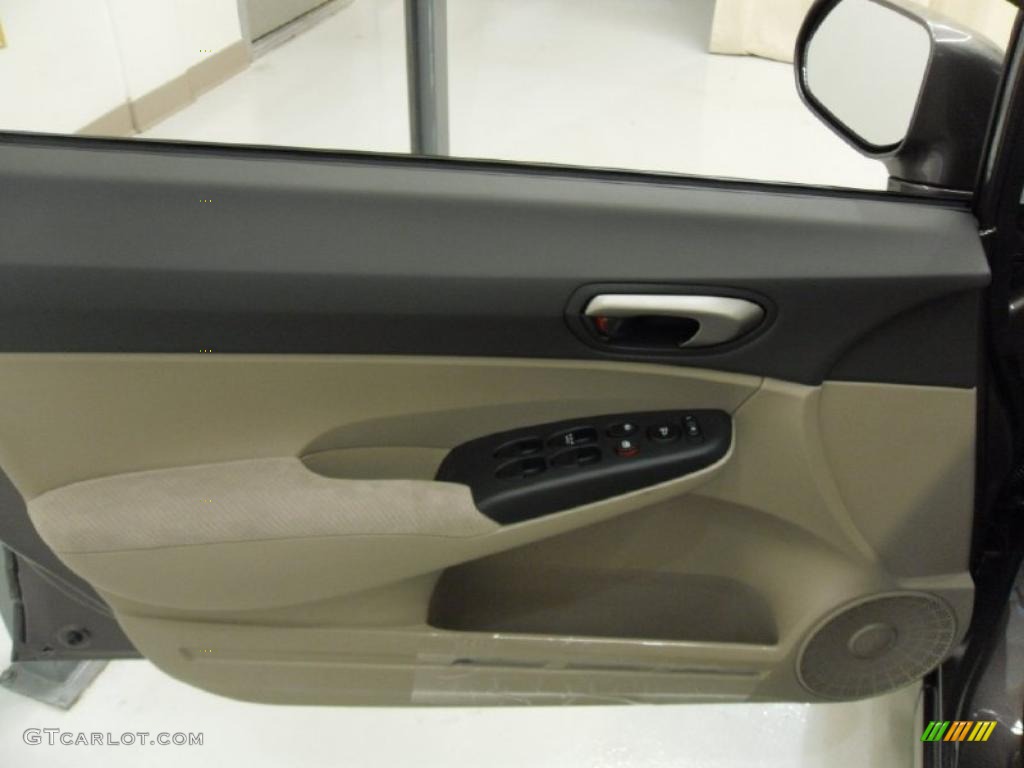 2010 Civic LX Sedan - Urban Titanium Metallic / Beige photo #12