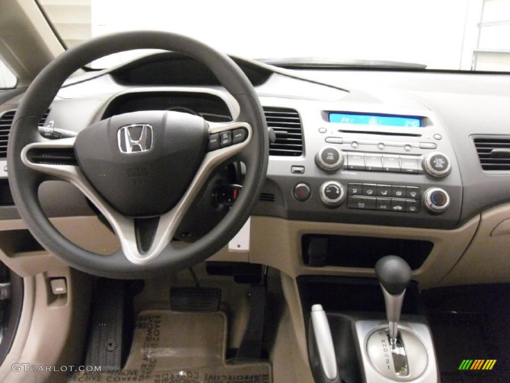 2010 Civic LX Sedan - Urban Titanium Metallic / Beige photo #16