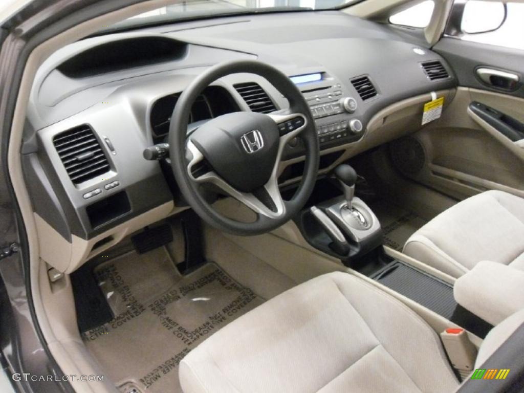 2010 Civic LX Sedan - Urban Titanium Metallic / Beige photo #23