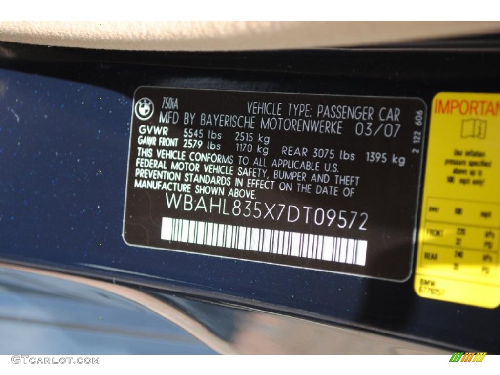 2007 7 Series 750i Sedan - Monaco Blue Metallic / Natural Brown photo #14
