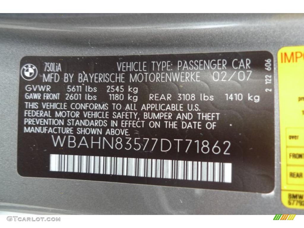 2007 7 Series 750Li Sedan - Sterling Grey Metallic / Black photo #50