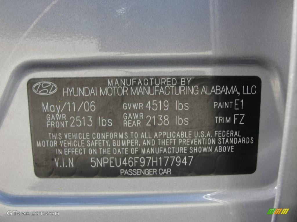 2007 Sonata SE V6 - Steel Gray / Gray photo #44