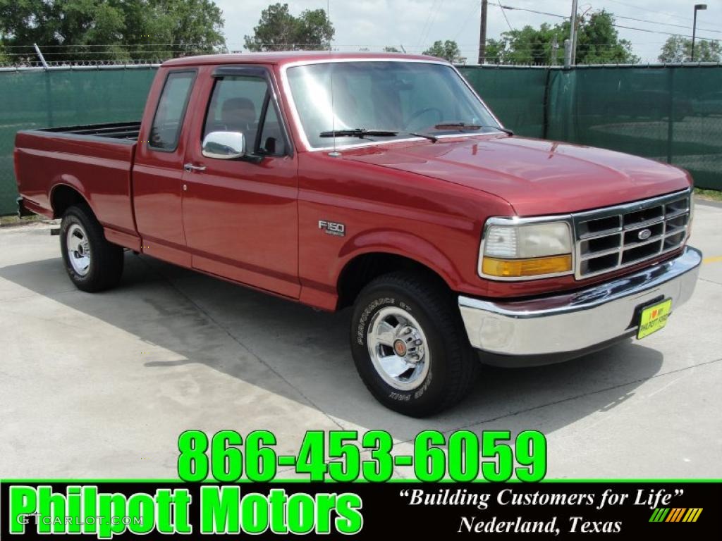 1992 F150 S Extended Cab - Electric Current Red Pearl / Red photo #1