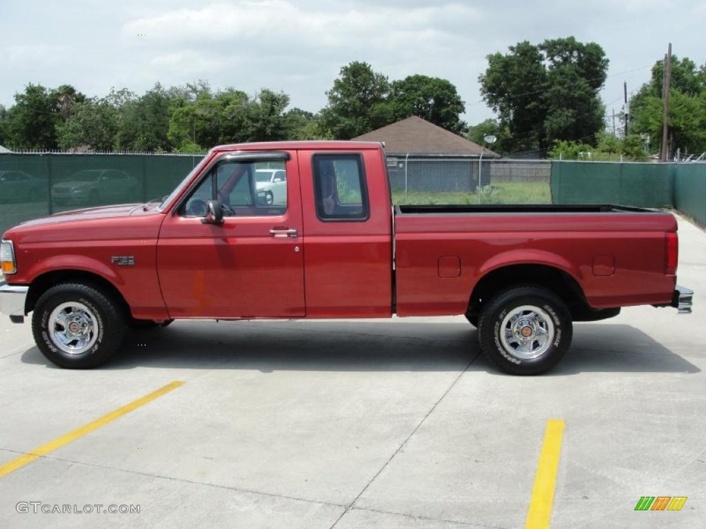 1992 F150 S Extended Cab - Electric Current Red Pearl / Red photo #6