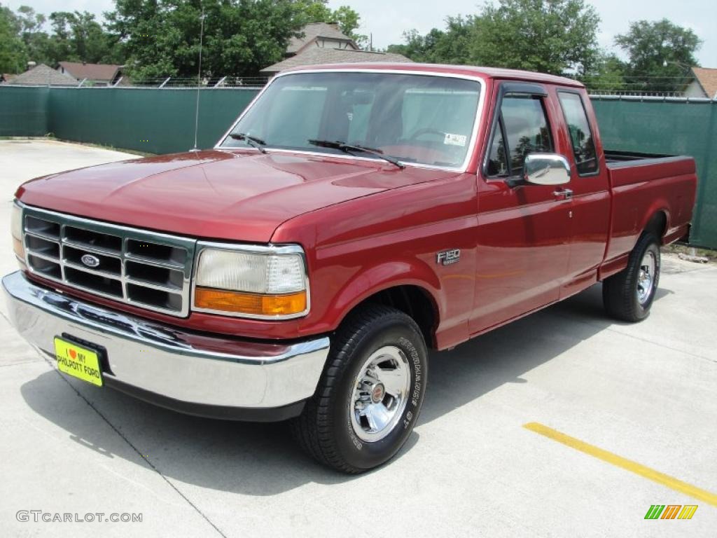 1992 F150 S Extended Cab - Electric Current Red Pearl / Red photo #7