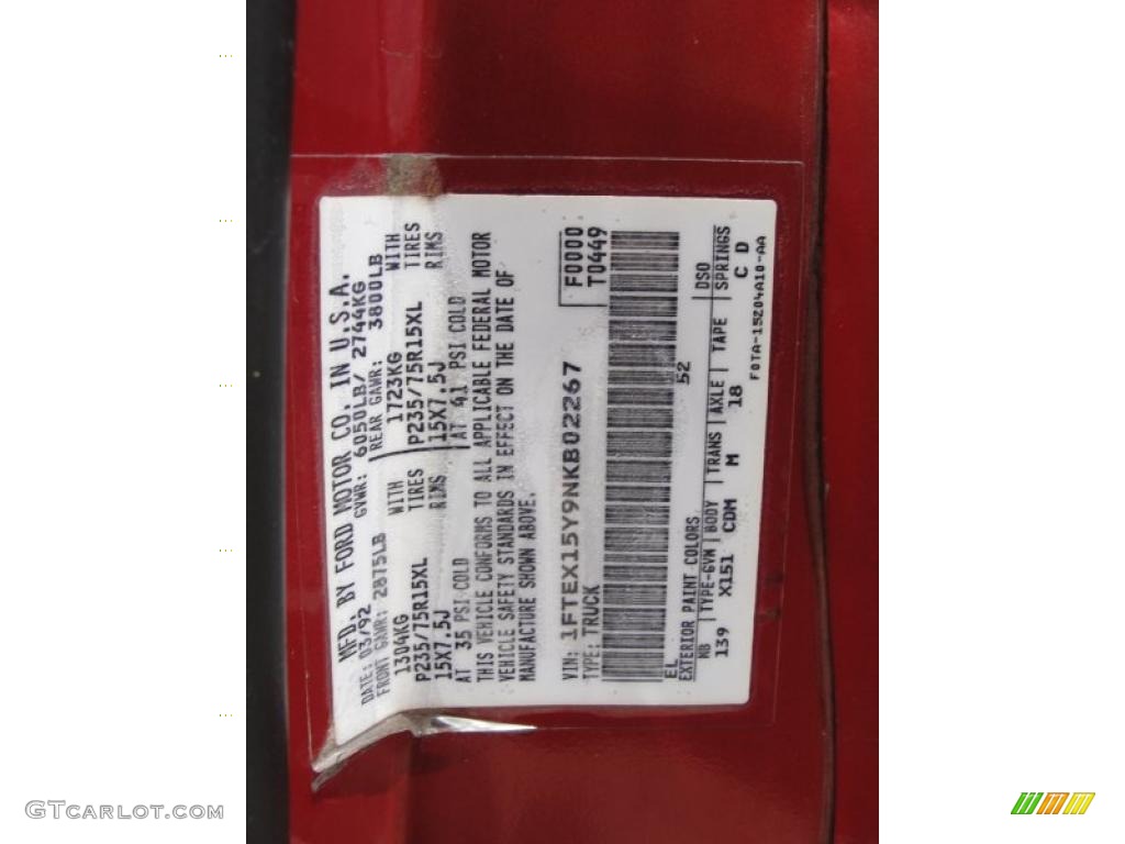 1992 F150 S Extended Cab - Electric Current Red Pearl / Red photo #35