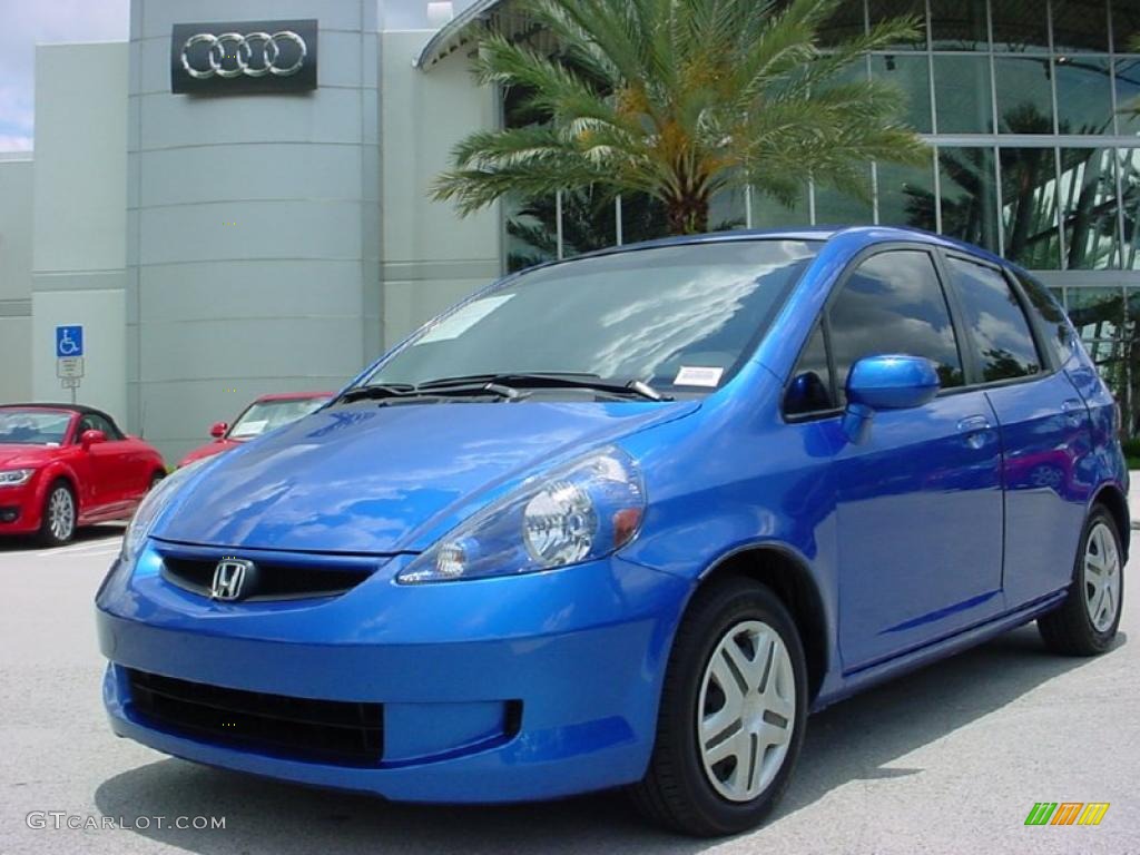 2008 Fit Hatchback - Vivid Blue Pearl / Black/Grey photo #1