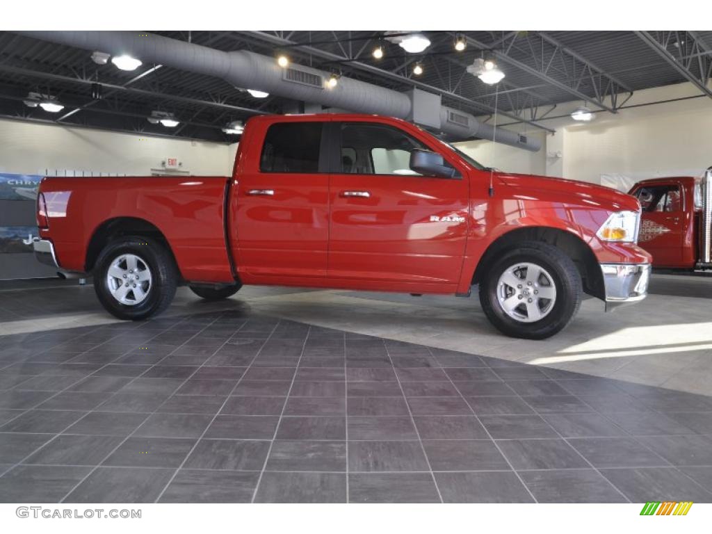 2010 Ram 1500 SLT Quad Cab - Inferno Red Crystal Pearl / Dark Slate/Medium Graystone photo #3