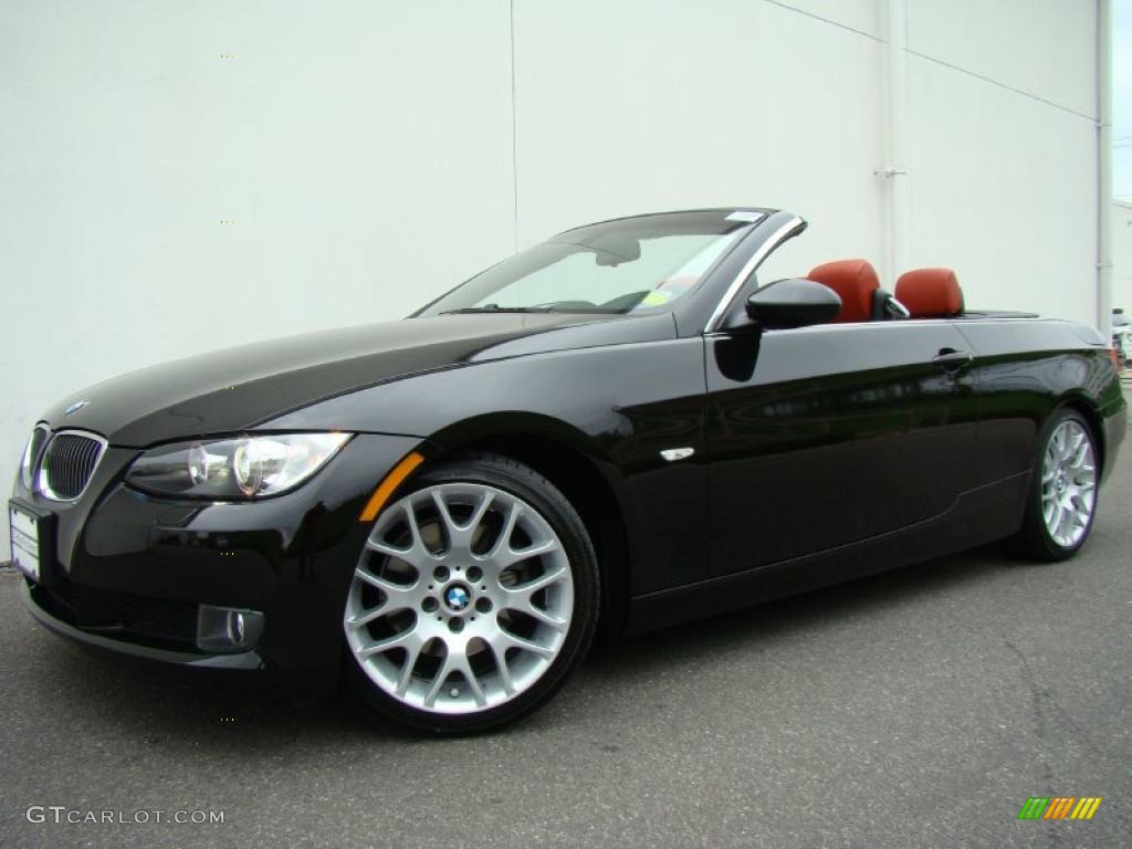 2008 3 Series 328i Convertible - Jet Black / Coral Red/Black photo #1