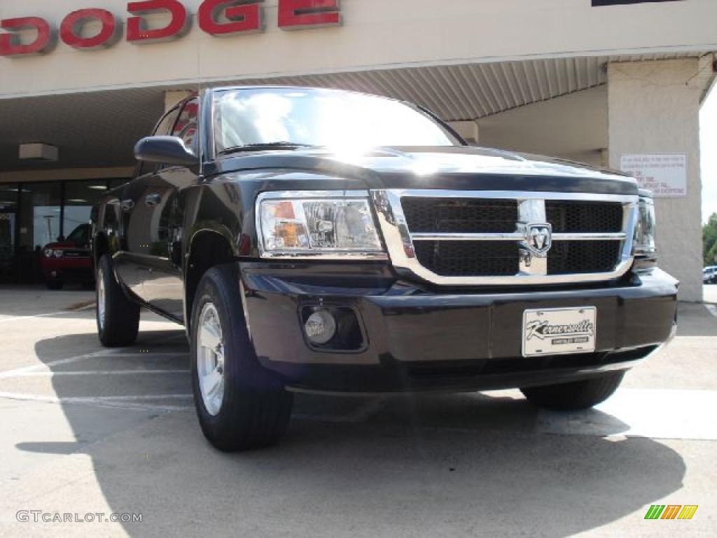 2008 Dakota SLT Crew Cab 4x4 - Brilliant Black / Dark Slate Gray/Medium Slate Gray photo #1