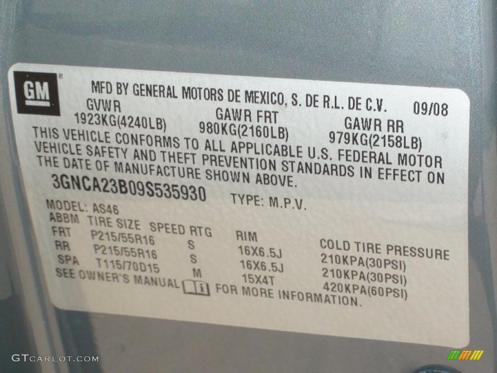 2009 HHR LT - Dark Gray Metallic / Gray photo #42