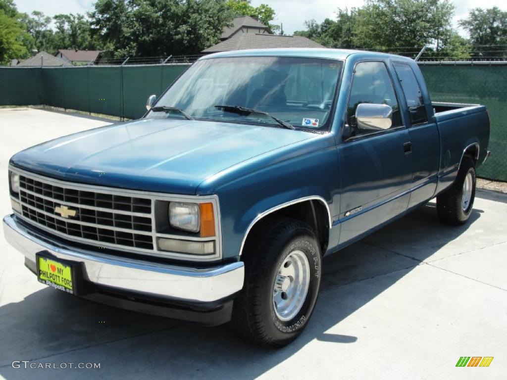1991 C/K C1500 Extended Cab - Medium Blue Metallic / Blue photo #7