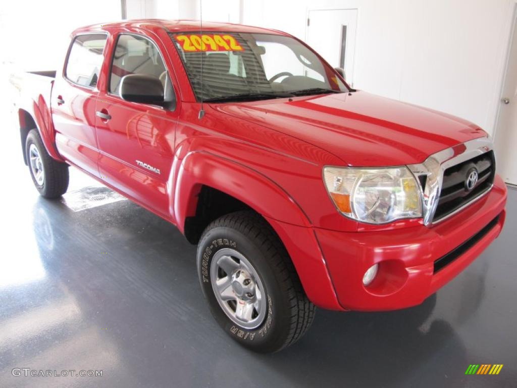 2007 Tacoma V6 SR5 PreRunner Double Cab - Radiant Red / Graphite Gray photo #1