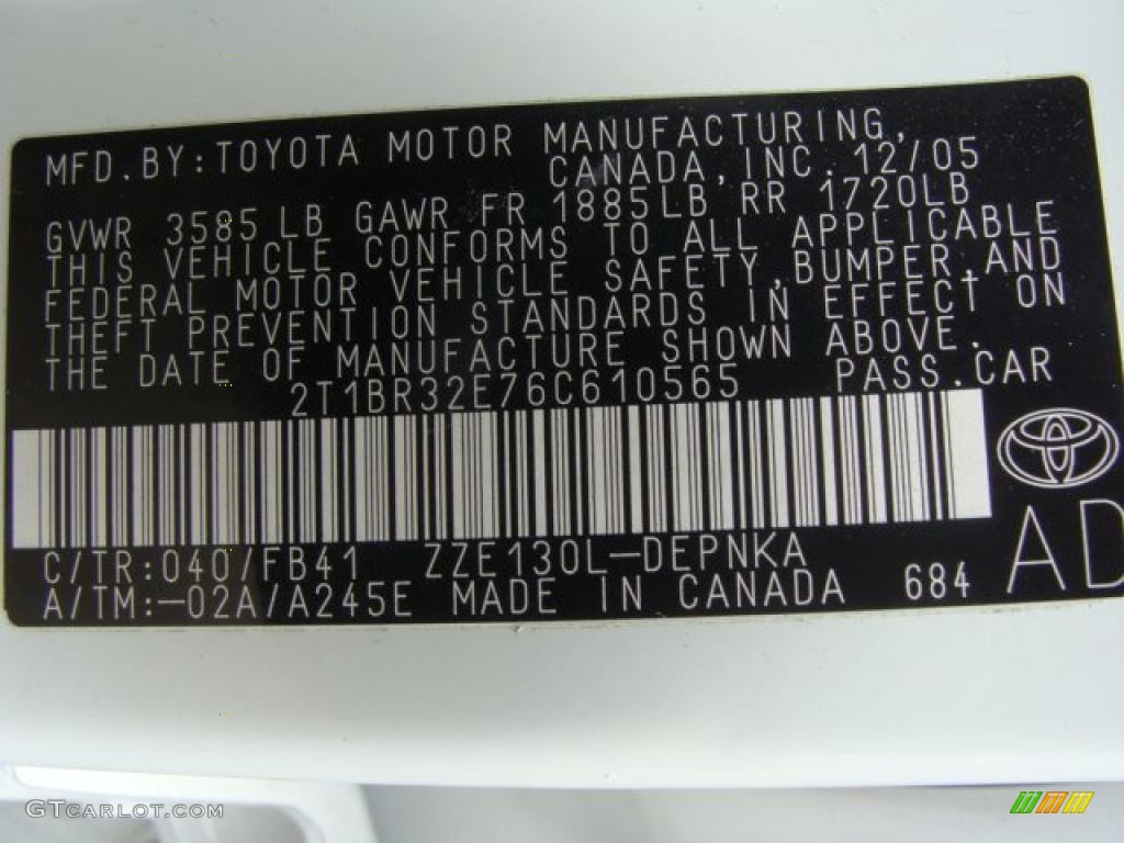 2006 Corolla LE - Super White / Beige photo #15