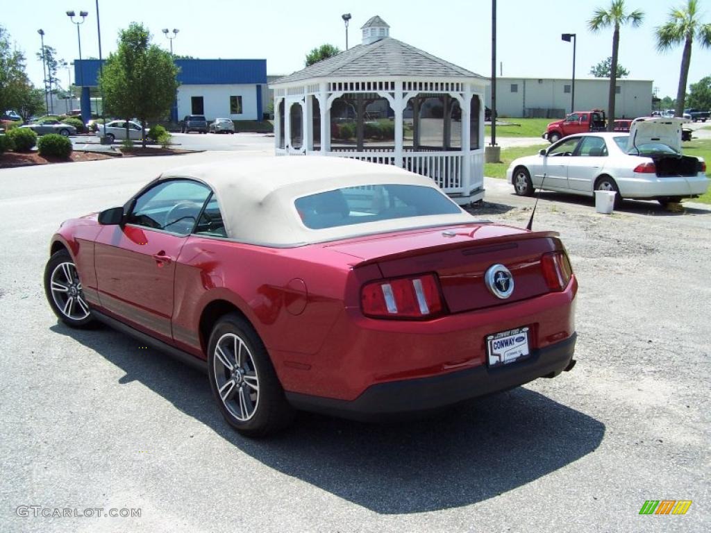 2010 Mustang V6 Premium Convertible - Red Candy Metallic / Stone photo #7