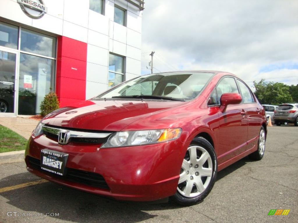 2007 Civic LX Sedan - Tango Red Pearl / Ivory photo #1