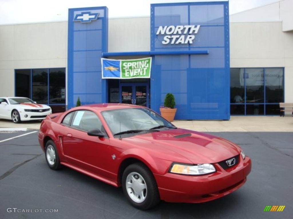 1999 Mustang V6 Coupe - Laser Red Metallic / Light Graphite photo #1