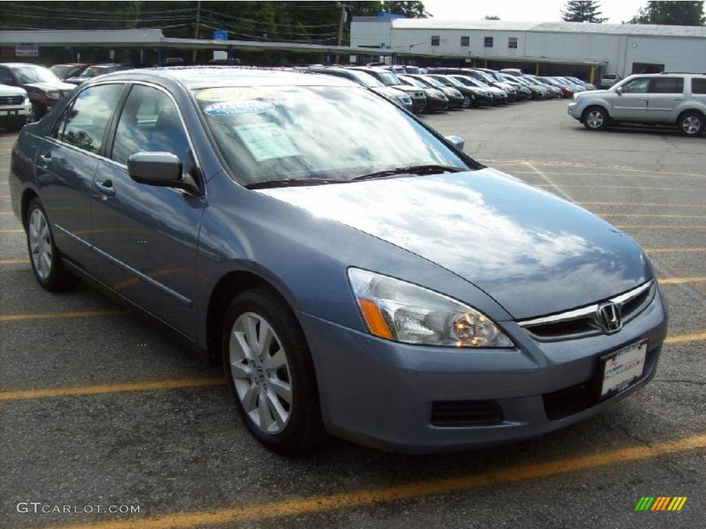 2007 Accord LX V6 Sedan - Cool Blue Metallic / Gray photo #1