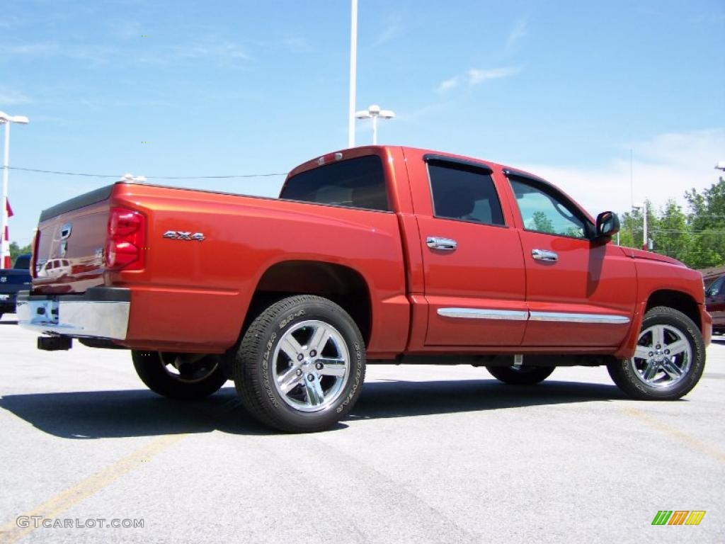 2008 Dakota Laramie Crew Cab 4x4 - Sunburst Orange Pearl / Dark Khaki/Medium Khaki photo #7