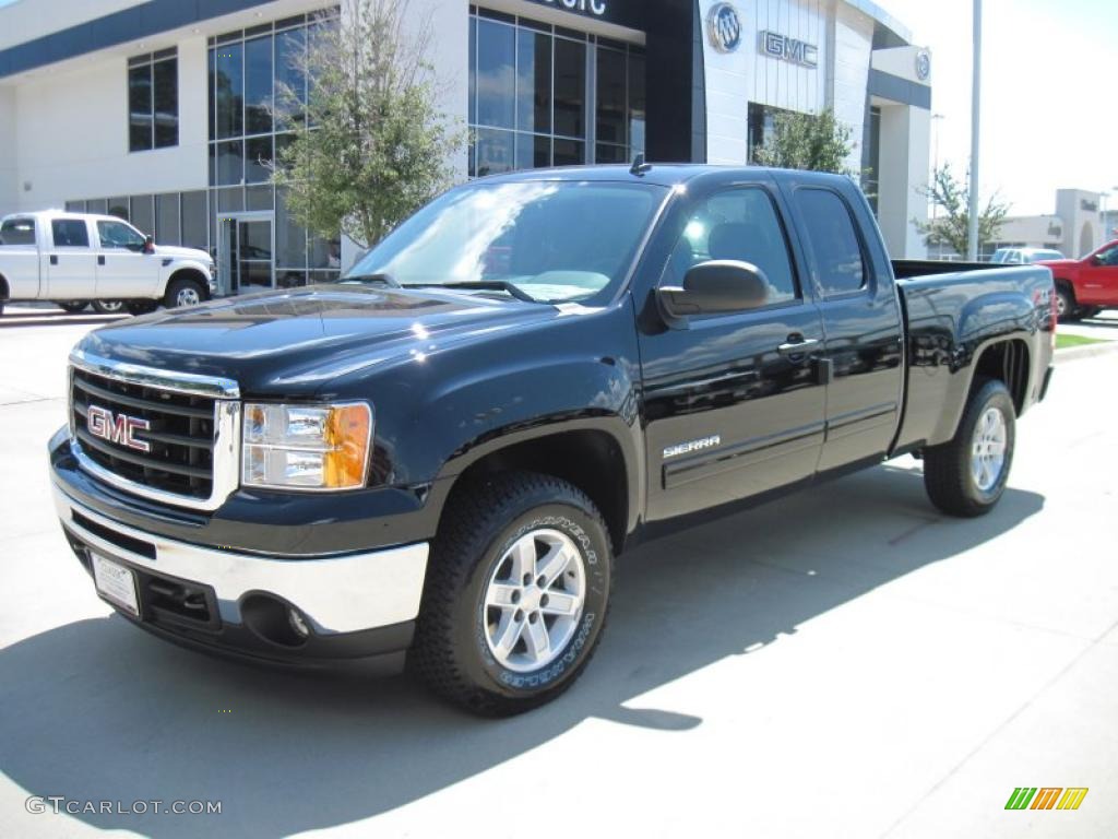 2010 Sierra 1500 SLE Extended Cab 4x4 - Onyx Black / Ebony photo #1