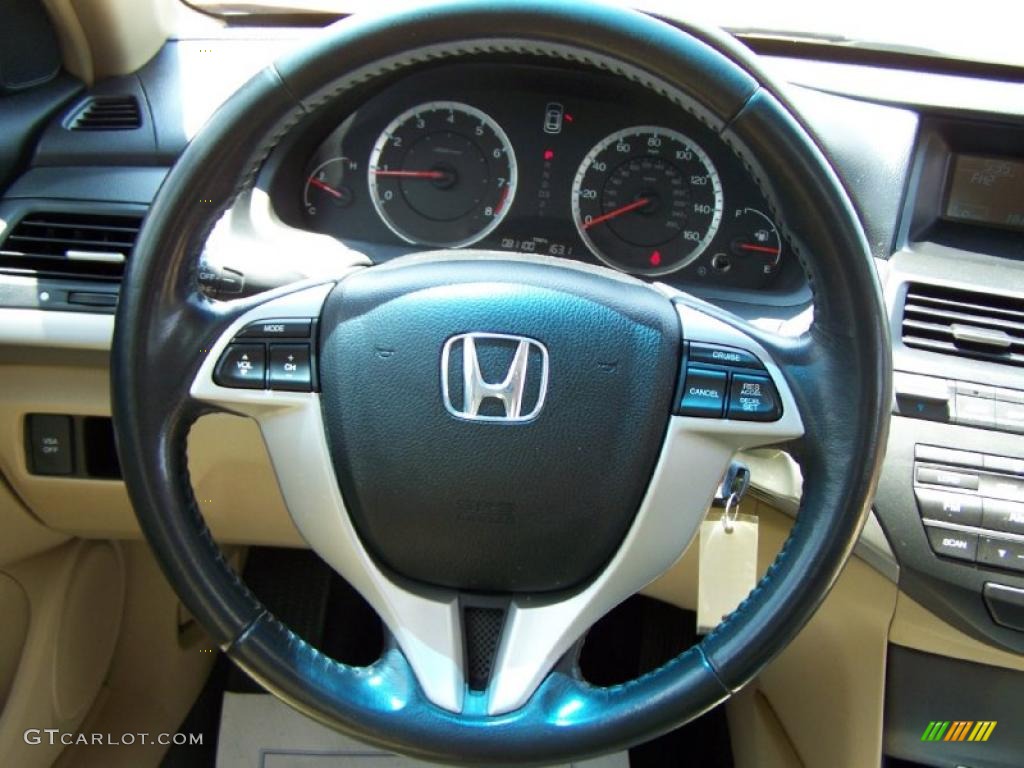 2008 Honda Accord EX-L Coupe Ivory Steering Wheel Photo #31664486