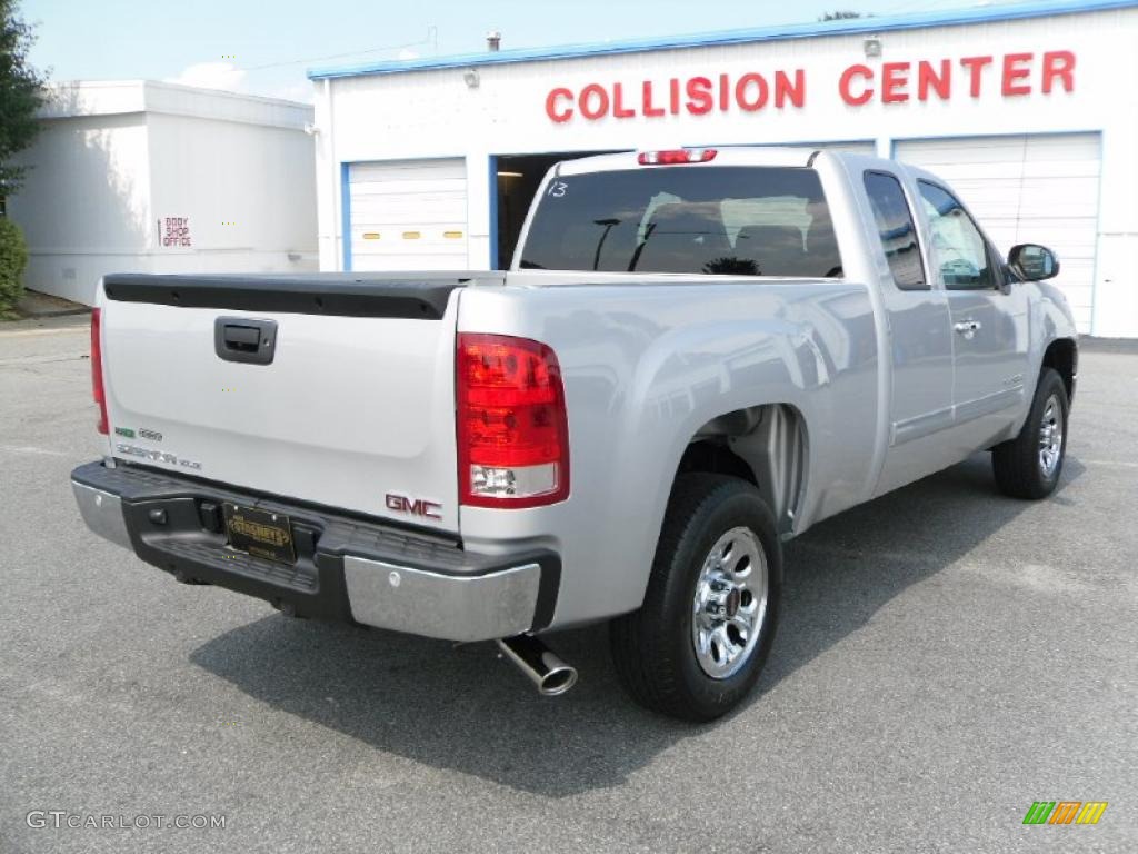 2010 Sierra 1500 SLE Extended Cab - Pure Silver Metallic / Cocoa/Light Cashmere photo #4