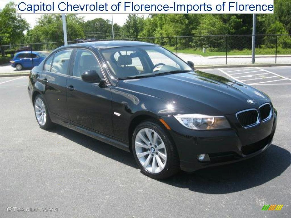 2011 3 Series 328i Sedan - Jet Black / Beige photo #1