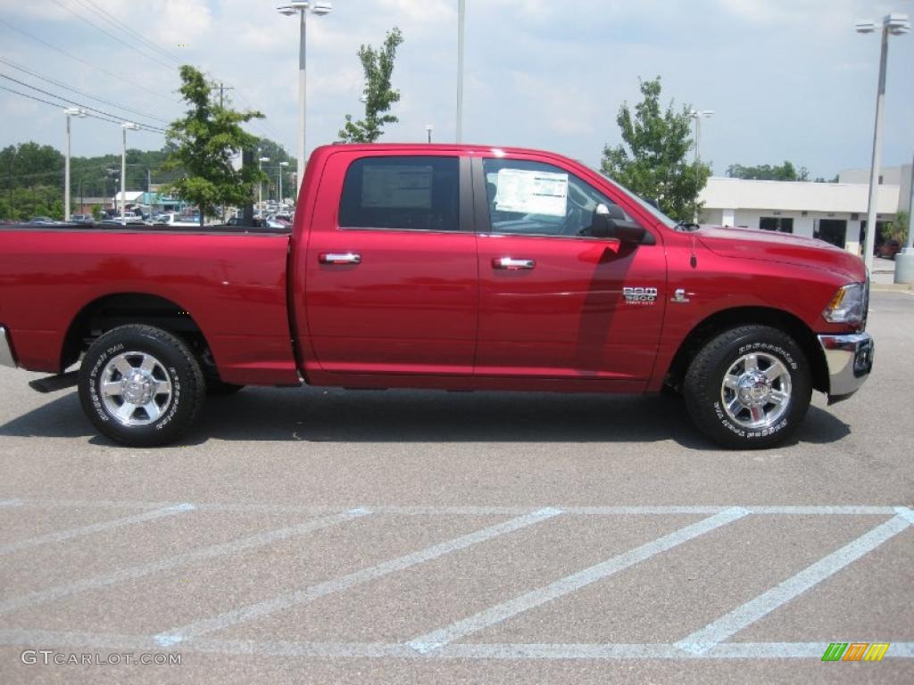 2010 Ram 3500 Big Horn Edition Crew Cab - Inferno Red Crystal Pearl / Light Pebble Beige/Bark Brown photo #2