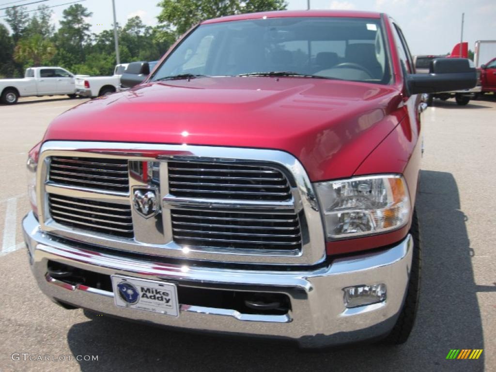 2010 Ram 3500 Big Horn Edition Crew Cab - Inferno Red Crystal Pearl / Light Pebble Beige/Bark Brown photo #11