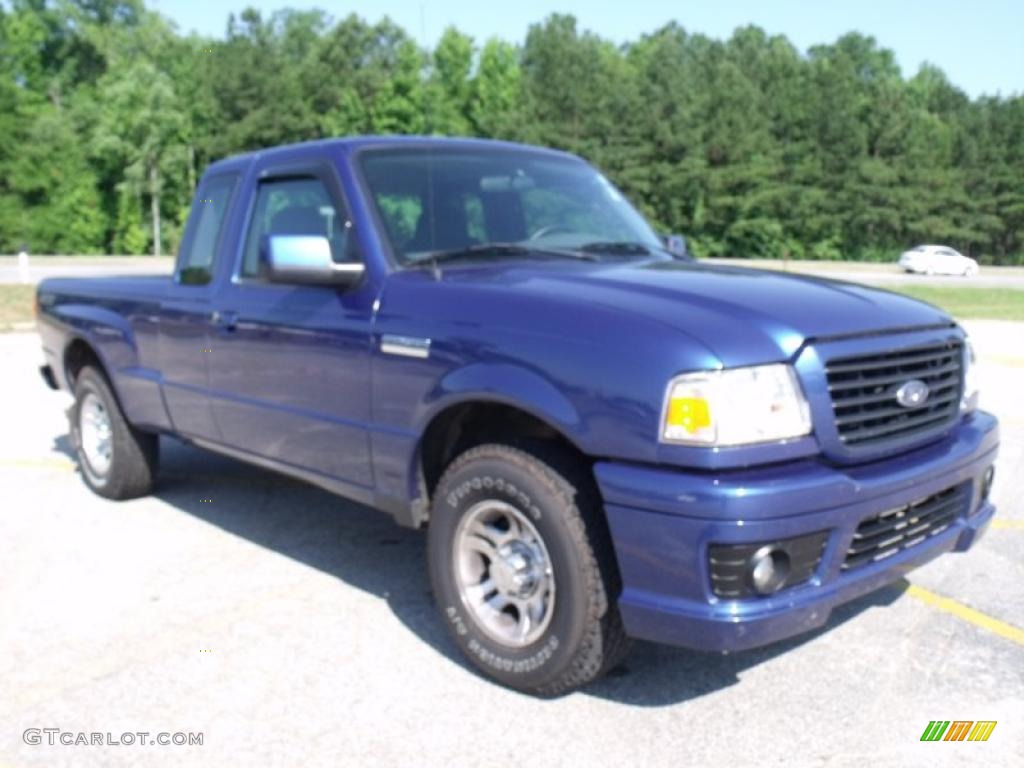 2007 Ranger STX SuperCab - Vista Blue Metallic / Ebony/Blue photo #7