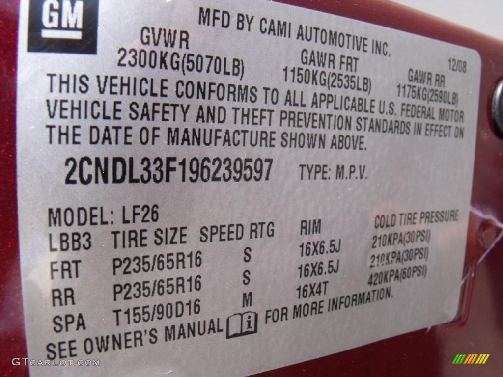 2009 Equinox LT - Deep Ruby Red Metallic / Light Gray photo #21