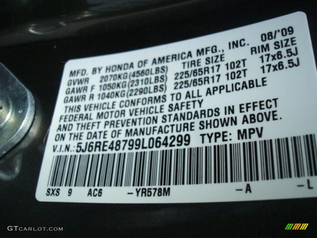 2009 CR-V EX-L 4WD - Urban Titanium Metallic / Black photo #33