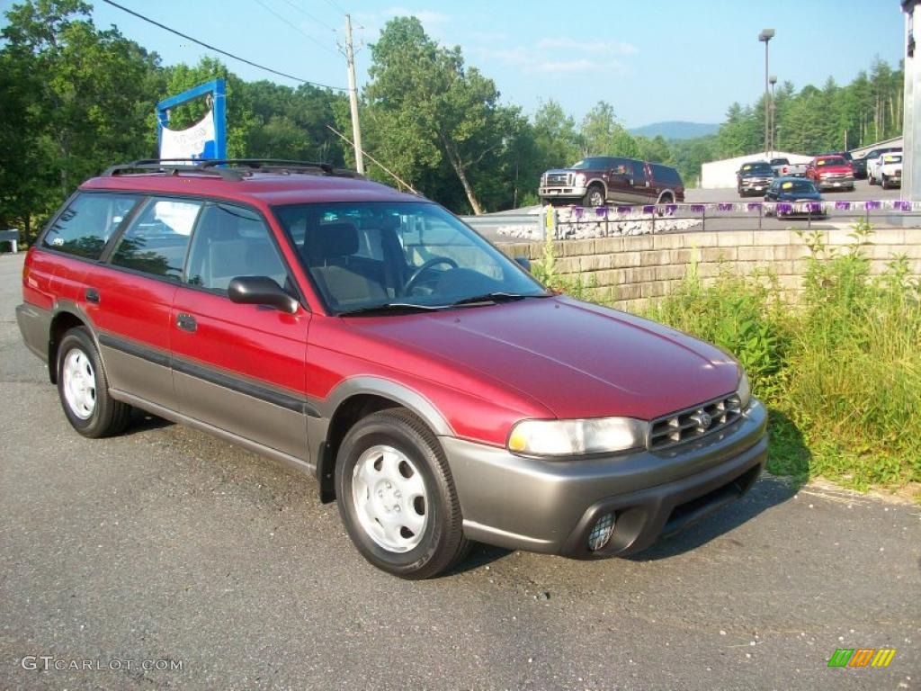 1996 Legacy Outback Wagon - Mica Ruby Red Pearl / Black photo #1