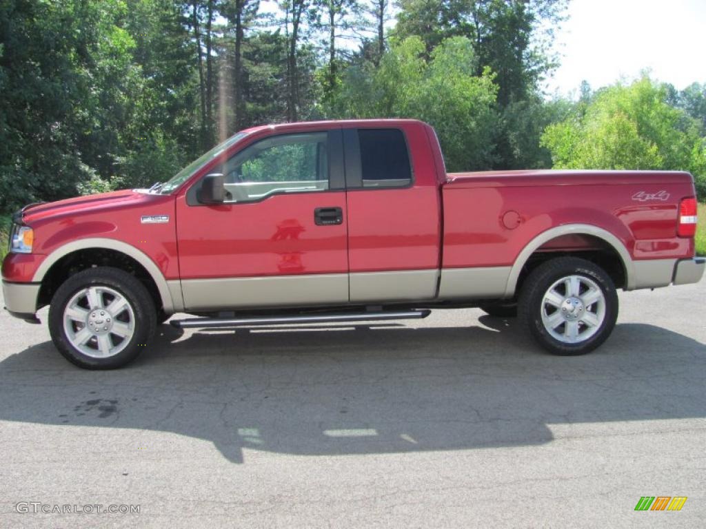 2007 F150 Lariat SuperCab 4x4 - Redfire Metallic / Tan photo #8