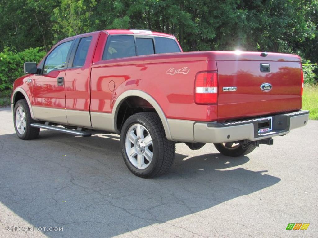 2007 F150 Lariat SuperCab 4x4 - Redfire Metallic / Tan photo #9