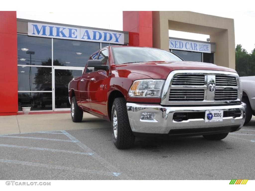 2010 Ram 2500 Big Horn Edition Crew Cab - Inferno Red Crystal Pearl / Light Pebble Beige/Bark Brown photo #1