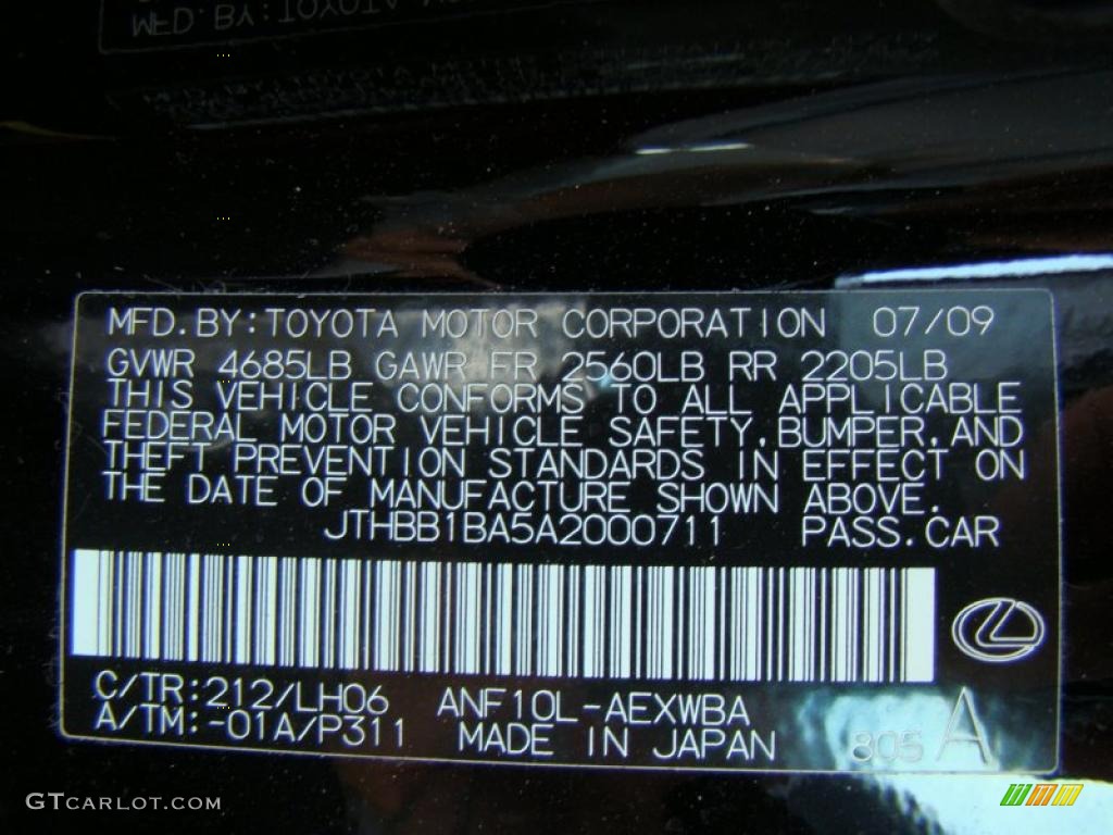 2010 HS 250h Hybrid Premium - Obsidian Black / Gray photo #16