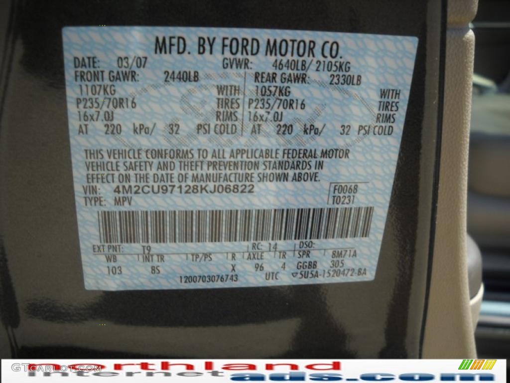 2008 Mariner V6 Premier 4WD - Black Pearl Slate / Stone photo #9